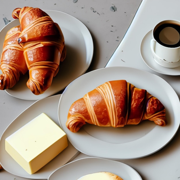 Delícia francesa clássica com uma elegante variedade de croissants recém-assados