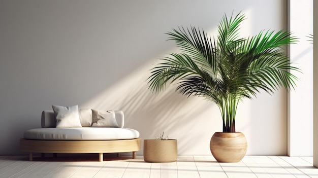 Delicia refrescante una composición minimalista de hojas de palmeras tropicales generadas por IA