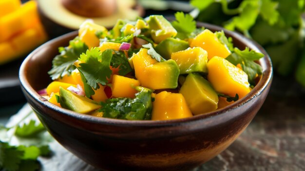 Delicia de Salsa de Mango y Aguacate Un Vibrante Bowl de Sabores AR 169