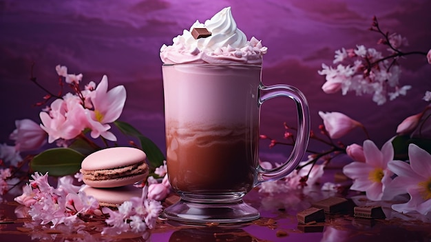 Foto delicias batidas creación artística y romántica de chocolate caliente