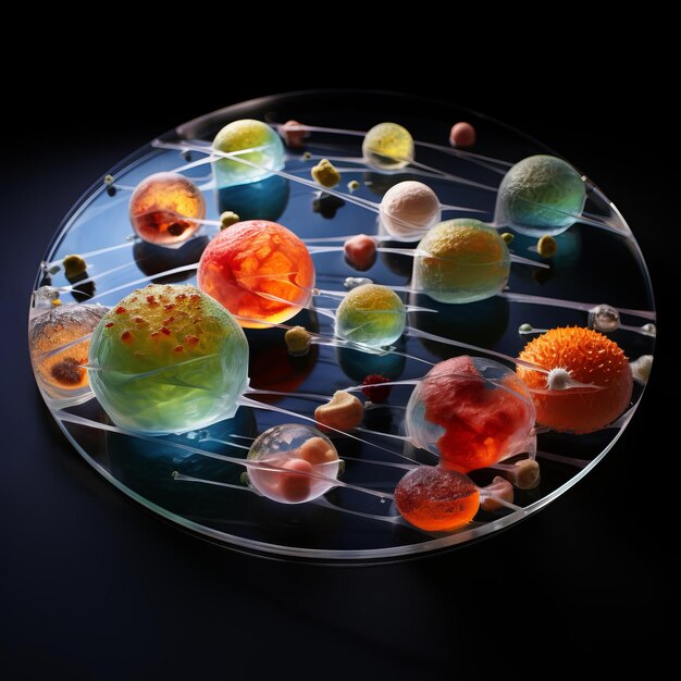 Foto delícias celestiais explorando o prato de gastronomia molecular dos planetas