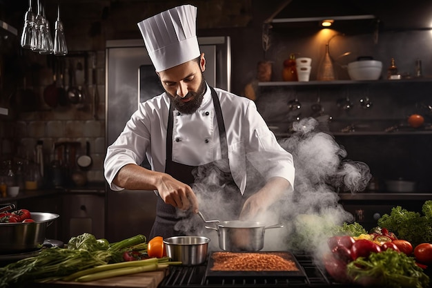 Delícias de cozinha gourmet com um chef profissional Generative By Ai