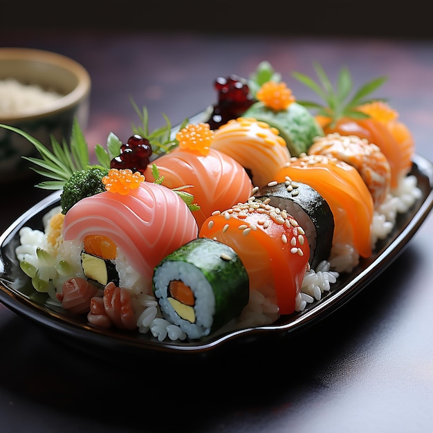Delícias de sushi japonês em detalhes