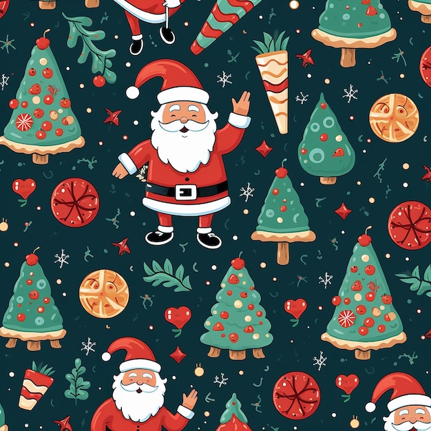 Delicias festivas Mini padrões de pizza e ícones de Papai Noel
