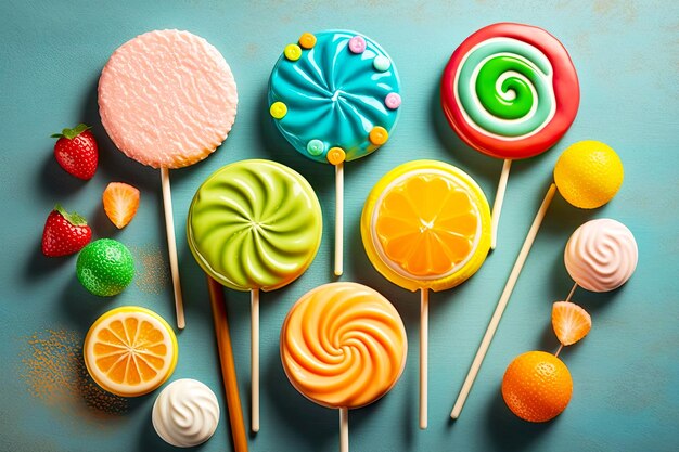 Delicias para las fiestas en forma de paletas caseras jugosas y brillantes con diferentes sabores