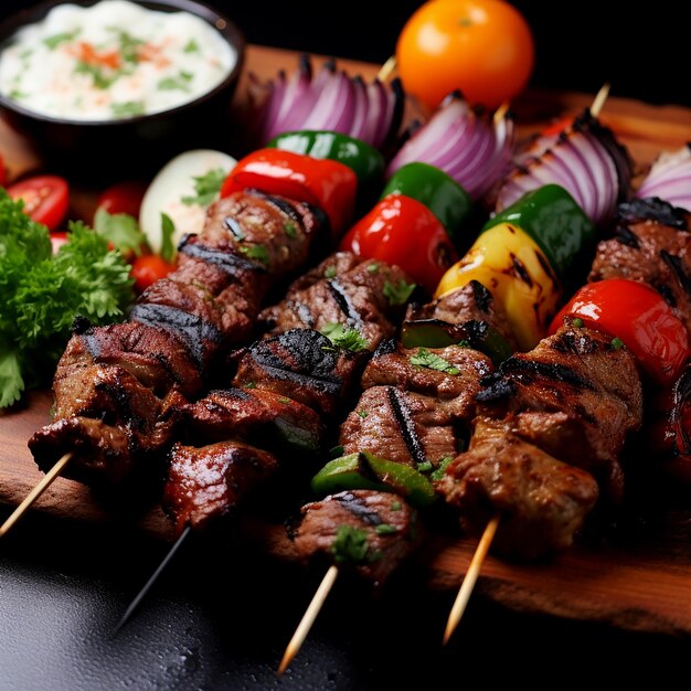 Delicias grelhadas do Azerbaijão Shish Kebab e Cubed Kebabs