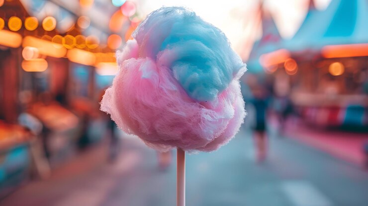 Foto delicias lúdicas carnaval animado con algodón dulce para niños