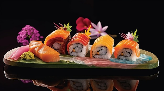 Delícias noturnas Midnight Soire Sushi em meio à graça do jardim zen