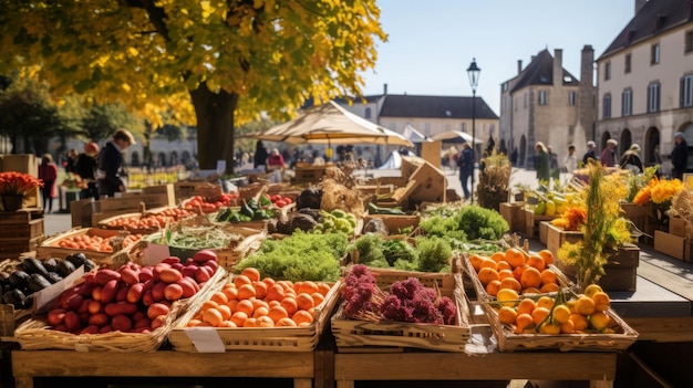 Delicias otoñales Descubriendo el encantador mercado de la cosecha en la encantadora plaza del pueblo