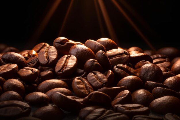 Las delicias del sol Los cautivadores granos de café que se bañan en la luz del sol sobre un fondo blanco