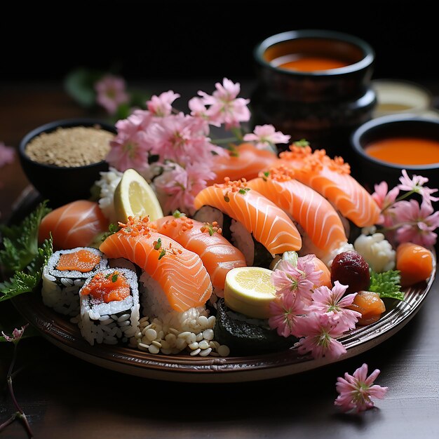 Delicias del sushi japonés en detalle