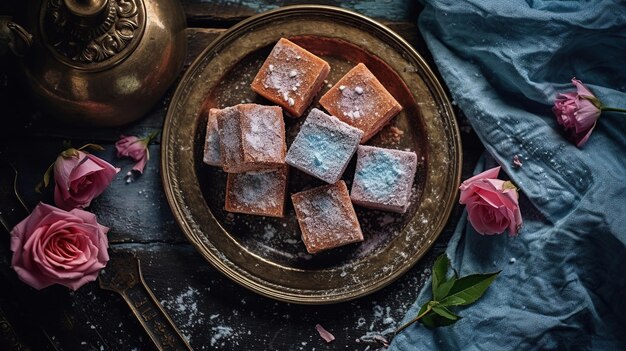 Delicias turcas lokum sabor rosa imagen generada por IA