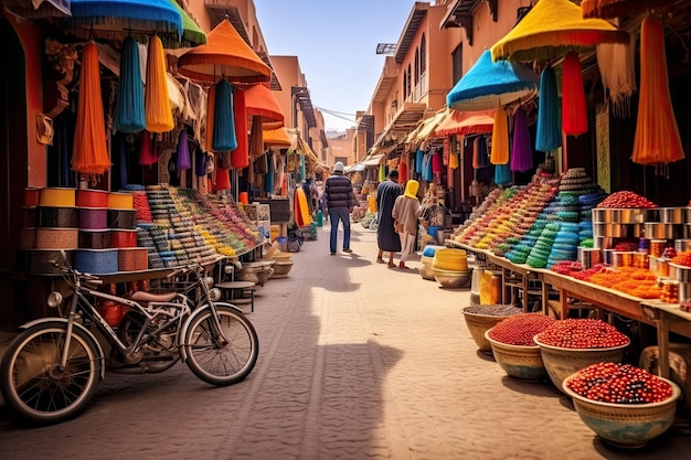 Delícias vibrantes Explorando o colorido mercado de Marrakech