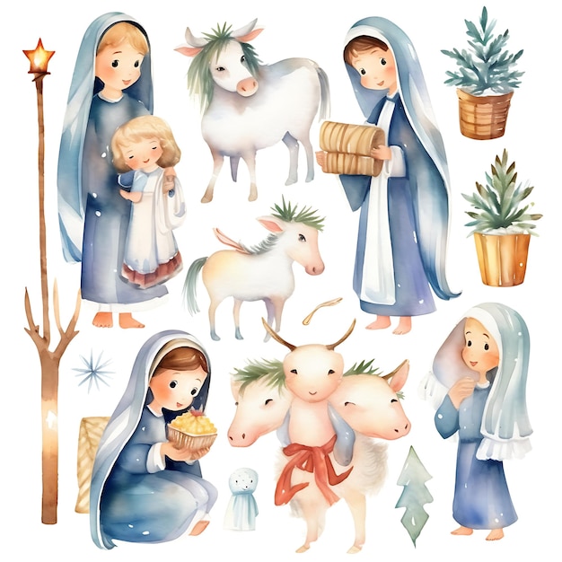 Delicie-se com desenhos fofos de personagens de Natal e decorações festivas