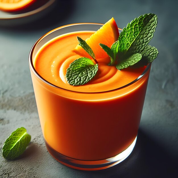 Foto delicie-se com um vibrante smoothie de laranja misturando cítricos suculentos com frutas doces e iogurte cremoso bur