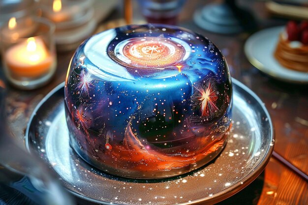 Foto delicie-se com uma sobremesa que atua como um telescópio cósmico generativo ai