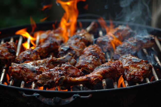 Deliciosa barbacoa a la parrilla al aire libre en un día soleado