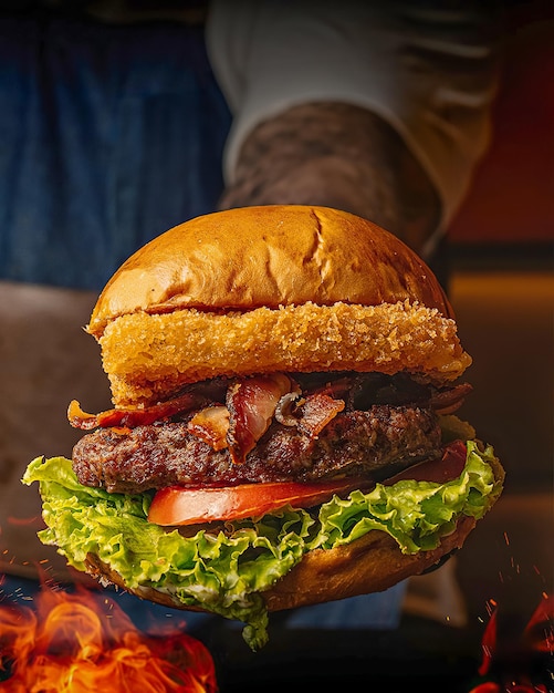 Deliciosa carne crua de hambúrguer e pão torrado