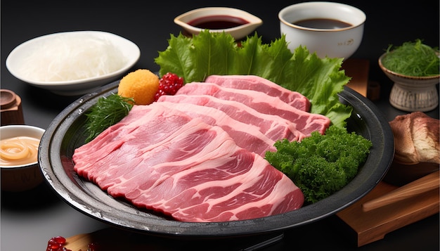 Deliciosa carne de res Wagyu Shabu fotografía de comida en olla caliente