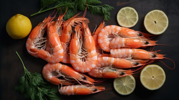 Foto deliciosa cena de camarones