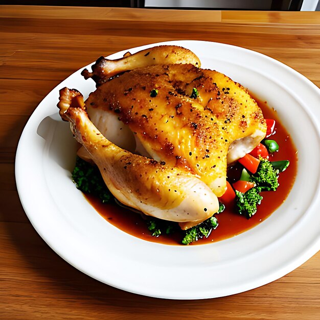 Foto deliciosa comida de frango assado na mesa