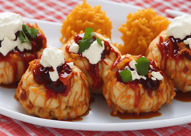 Deliciosa comida japonesa takoyaki generada por IA