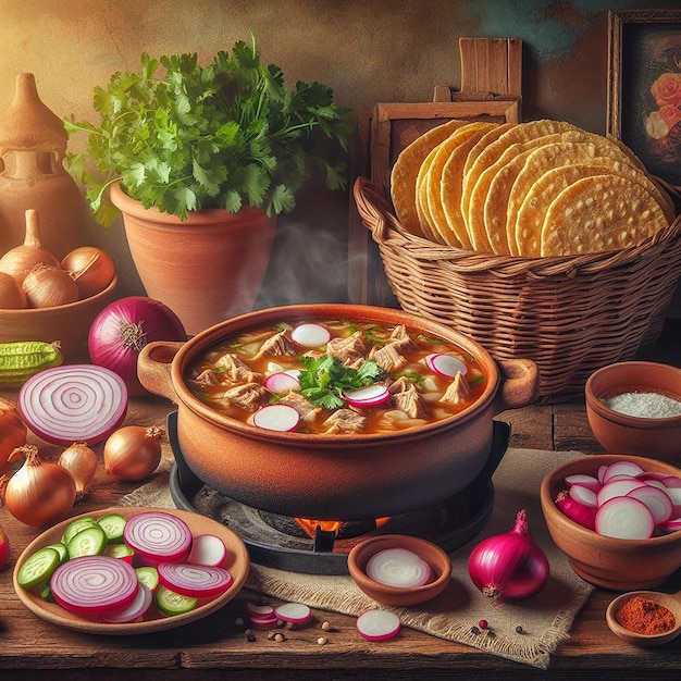 Deliciosa comida tradicional mexicana de Pozole