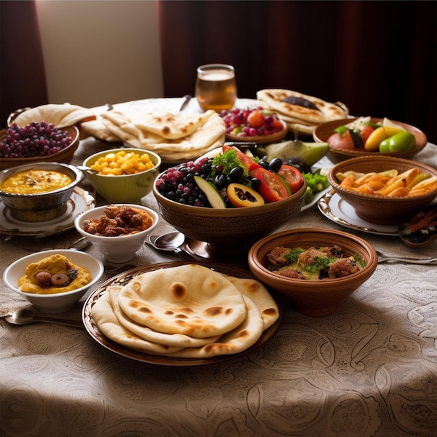 Deliciosa comida para untar apta para una gran fiesta de Ramadán