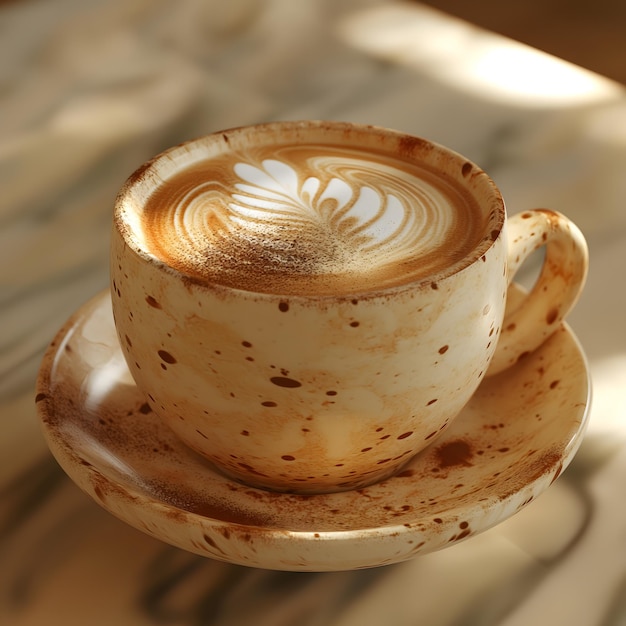 Deliciosa crema batida con café en una taza