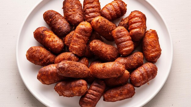 Foto una deliciosa dieta carnívora en un plato blanco