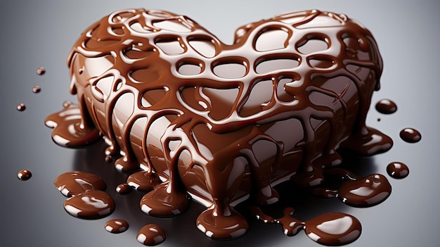 Deliciosa doce bela torta de chocolate sobremesa em forma de um presente de coração para o Dia dos Namorados