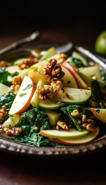 Foto una deliciosa ensalada con fruta y queso