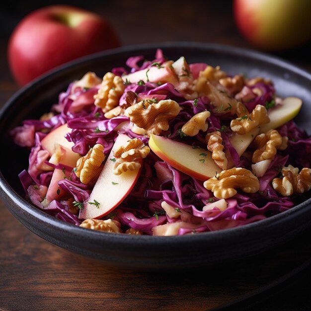 Foto una deliciosa ensalada con fruta y queso