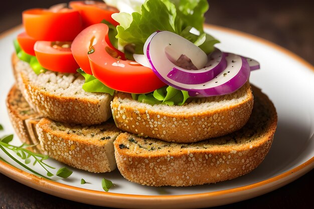 Deliciosa fotografía de Smorrebrod Fondo de comida Imagen AI generada