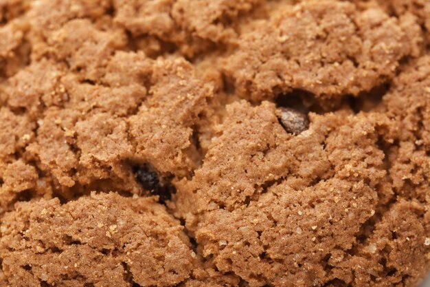 Deliciosa galleta de avena con chispas de chocolate como fondo