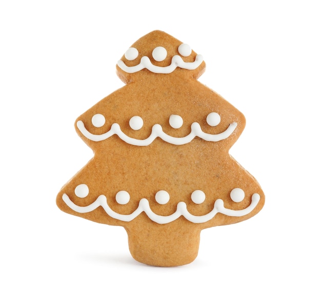Deliciosa galleta de Navidad casera sobre fondo blanco.