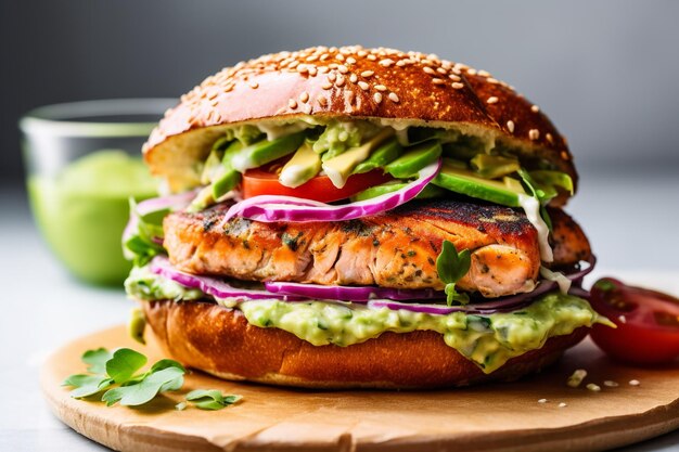 Deliciosa hamburguesa de cajn aislada sobre un fondo blanco