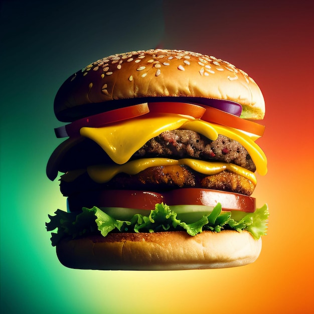 Deliciosa hamburguesa casera de comida rápida con verduras
