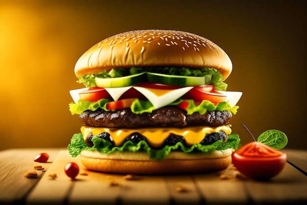 deliciosa hamburguesa hamburguesa con queso a la parrilla comida rápida comida sabrosa primer plano ai generado