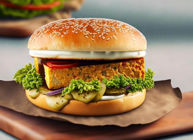 deliciosa hamburguesa paneer generada por IA