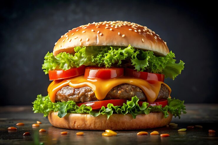Deliciosa hamburguesa con queso de carne y salsa