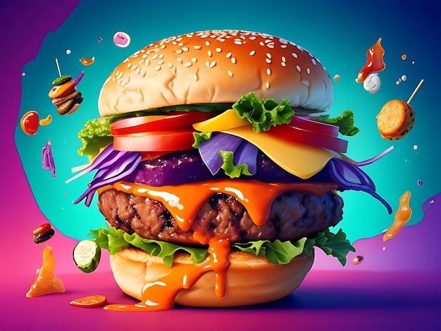 Una deliciosa IA generativa de hamburguesas