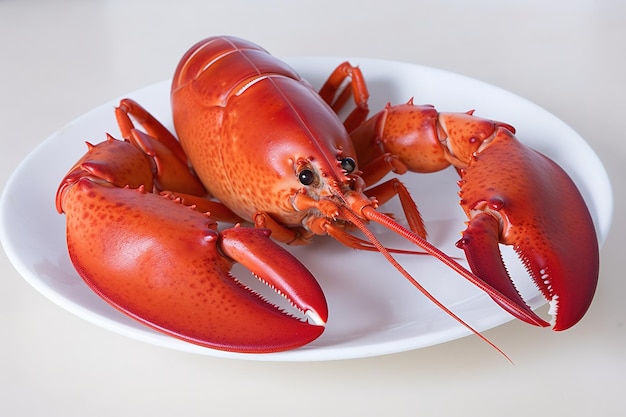 Deliciosa langosta recién hervida en un plato blanco Ai generativo