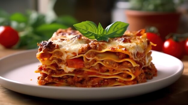 Deliciosa lasagna de carne tradicional