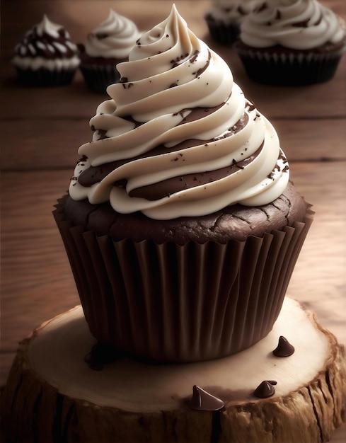Foto una deliciosa macro de primer plano de cupcakes de muffins coloridos de chocolate