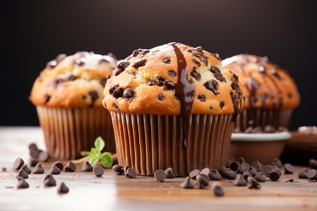 Una deliciosa mezcla de chocolate y muffin el amado muffin de chispas de chocolate