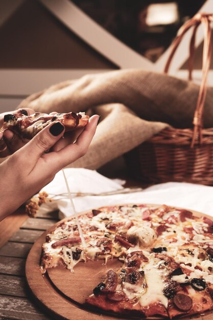 Foto deliciosa mezcla pizza comida italiana