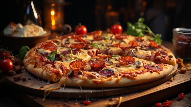 deliciosa mistura pizza comida italiana generativa ai