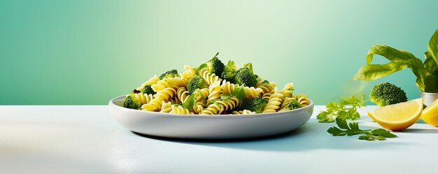 Deliciosa pasta de fusilli con queso de brócoli y limón