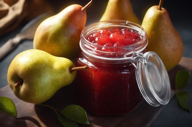 deliciosa pera de geléia no conceito de fundo natural de comida saudável